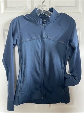 adidas Women's Navy Blue Full-Zip Bomber Jacket